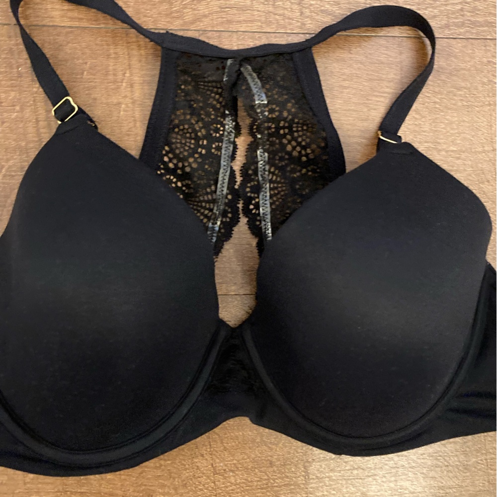 Soma Black Geo Lace Racerback Full Coverage Bra 38B - Picture 2 of 7